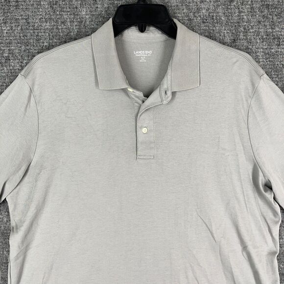 Lands End Shirt Extra Large Tall Mens Gray Traditional Fit Rugby Business Casual - Picture 3 of 11